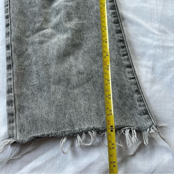 Zara Straight leg acid washed black gray raw frayed hem jeans 9589 - Picture 9 of 11